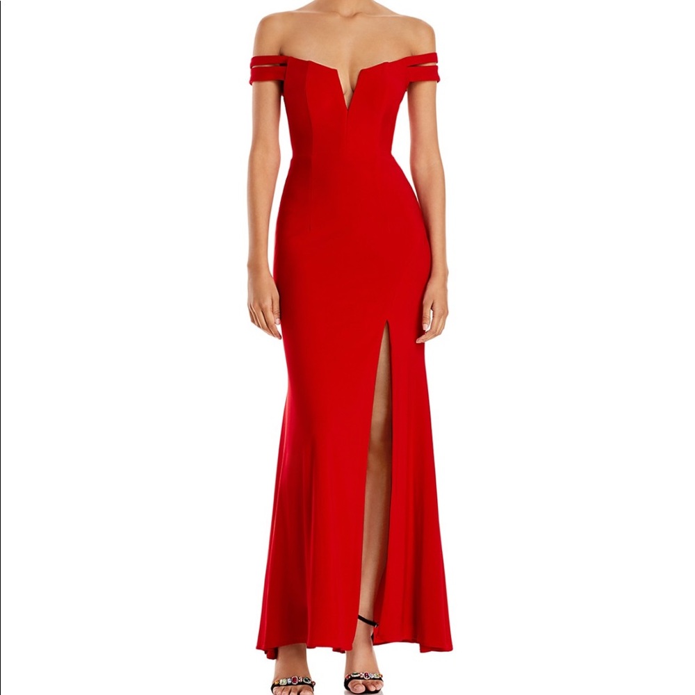 Aqua Formal Red Dress- size 4 off the shoulder
